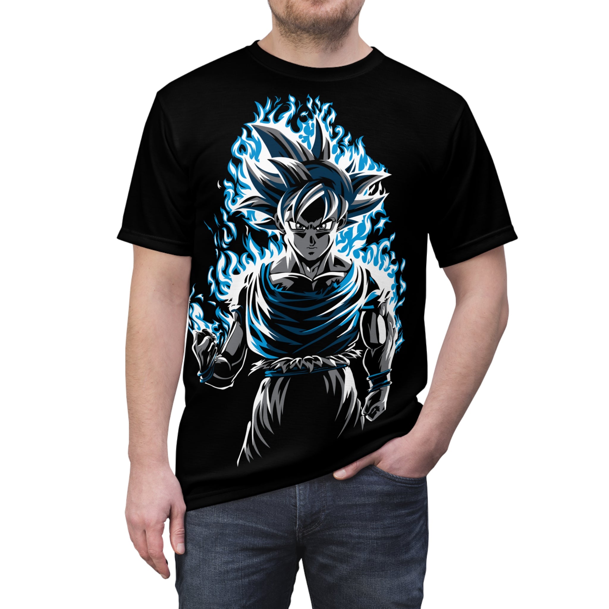 Dragon-Super Saiyan Blue Aura Tee — Anime Power Graphic T-Shirt