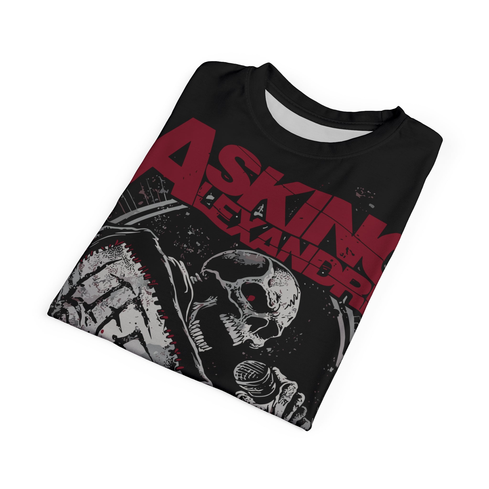 Metal- Asking Alexandria Skull Shield Tee — Metal Band Graphic T-Shirt