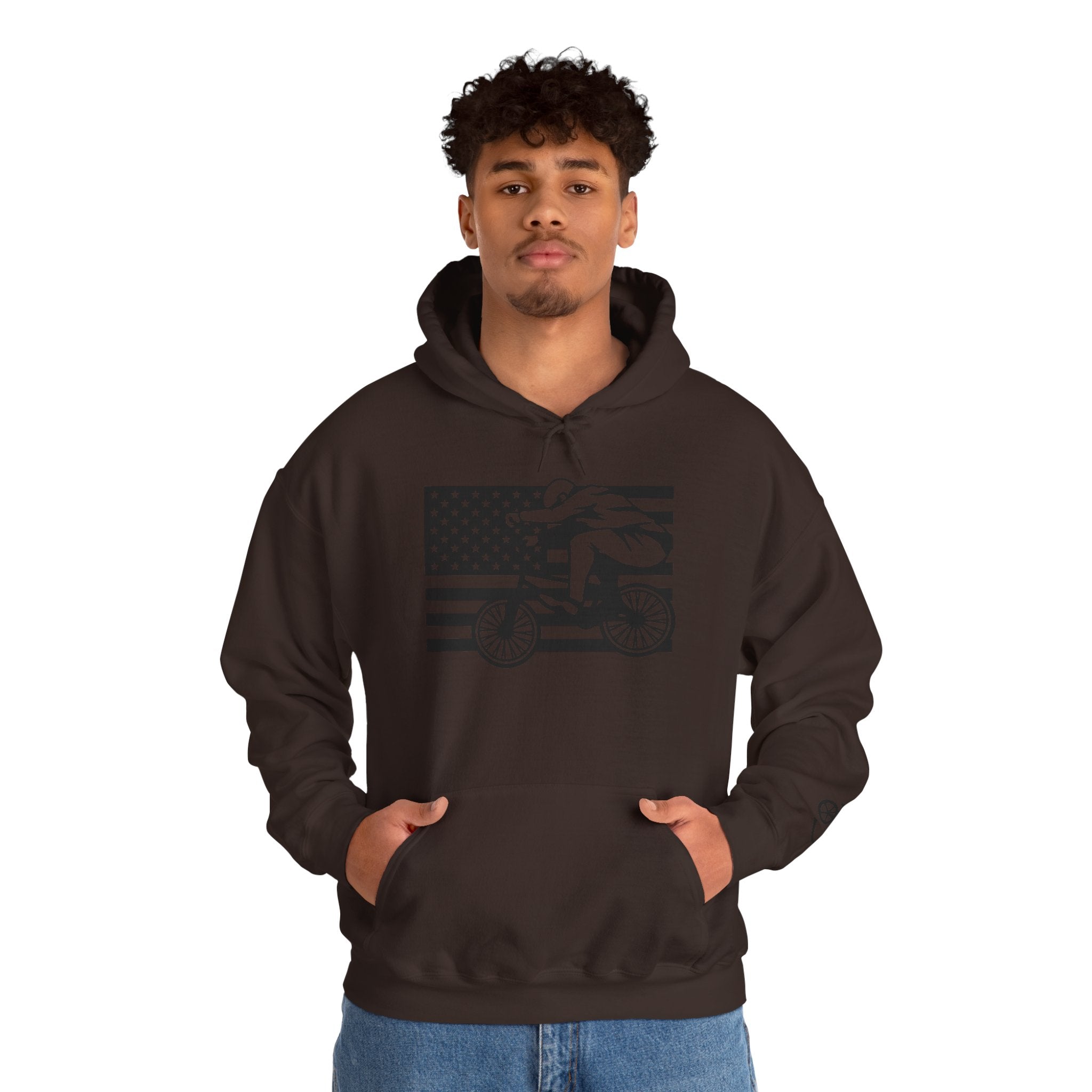 Rad-Biker American Flag Hoodie — 'Is My Bike Okay?' Graphic Hooded Sweatshirt