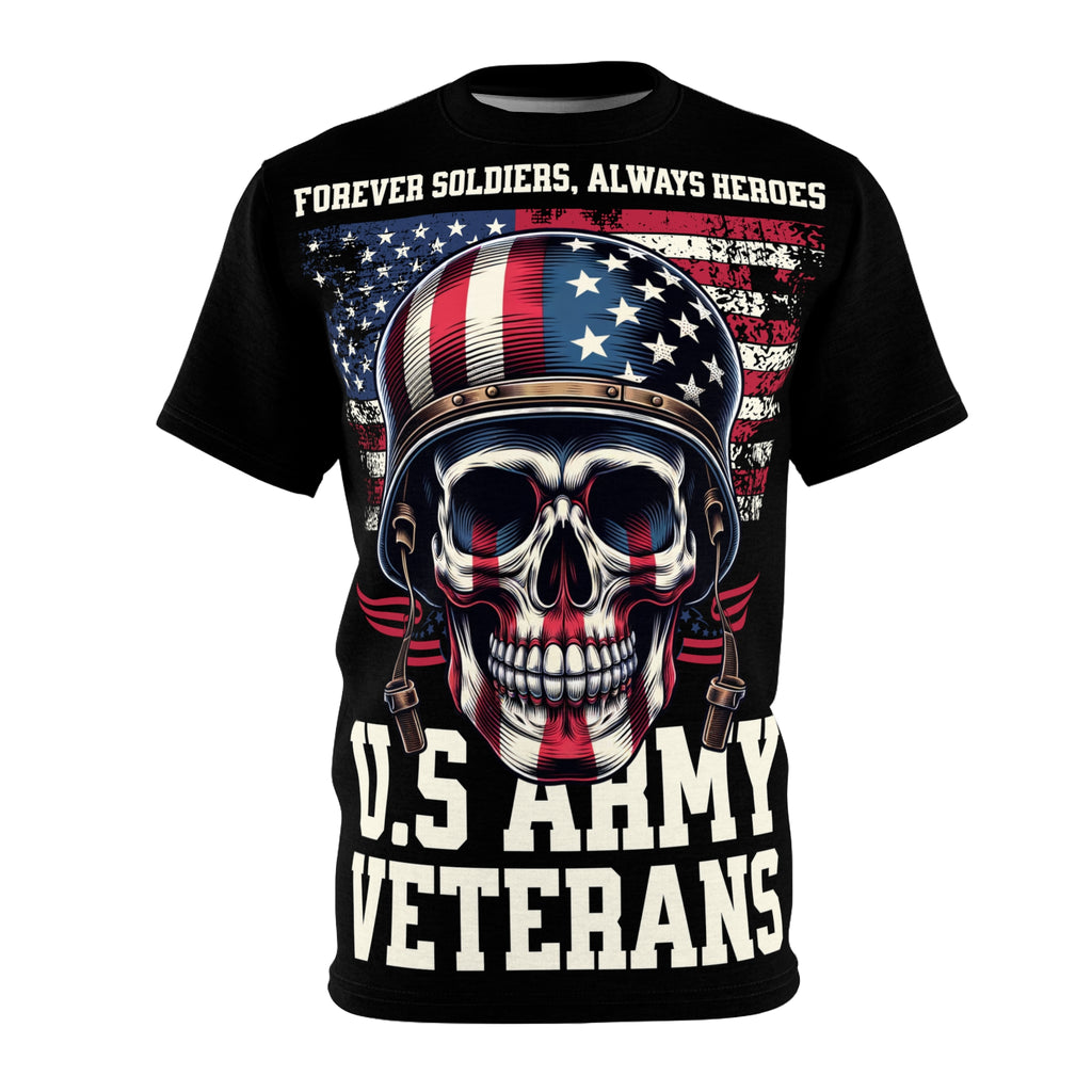 America-U.S. Army Veterans Skull Tee — "Forever Soldiers, Always Heroes" Patriotic T-Shirt