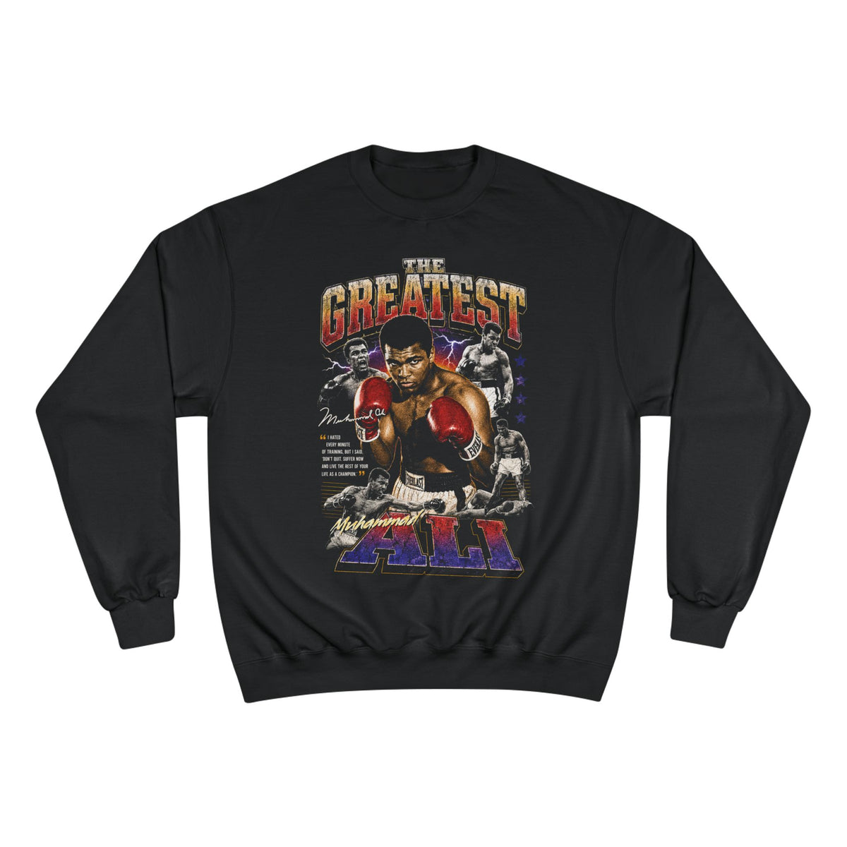Retro Champion Tribute-Graphic Sweatshirt - Vintage Boxing Tribute