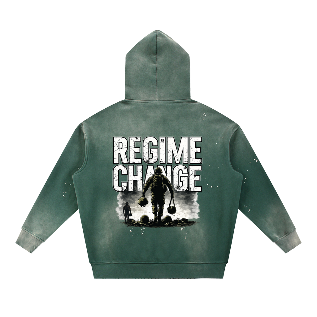 Vintage Washed Frayed Fleece Hoodie