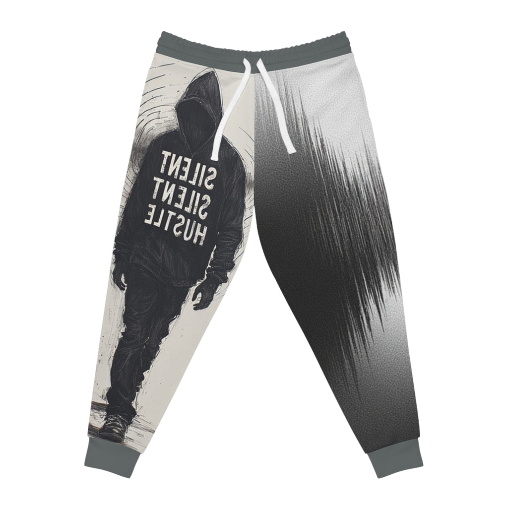 Joggers- Silence Hustle Graphic Joggers — Streetwear Athletic Pants with 'Silent Silent Hustle' Design