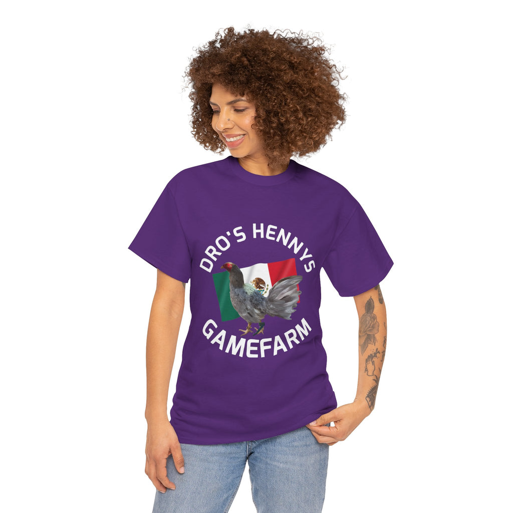 Henny-Gamefowl Tee — "Dro's Henny's Gamefarm" Mexican Flag Rooster Shirt