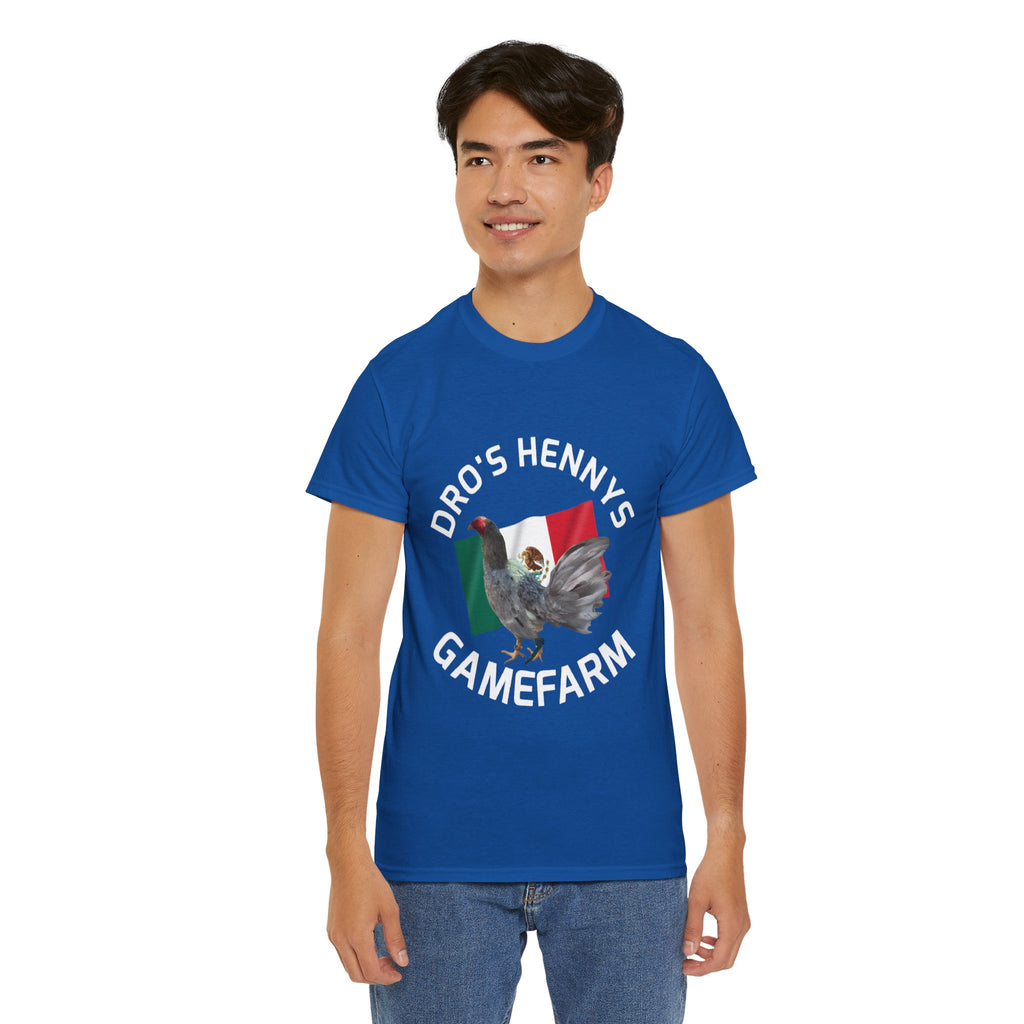 Henny-Gamefowl Tee — "Dro's Henny's Gamefarm" Mexican Flag Rooster Shirt
