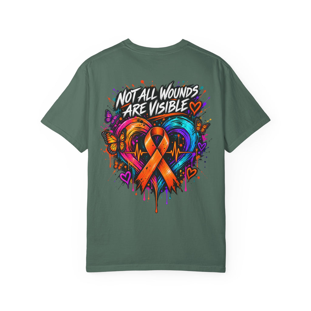 MS- Awareness Heart Ribbon T-Shirt — “Not All Wounds Are Visible” Neuropathy Support Tee