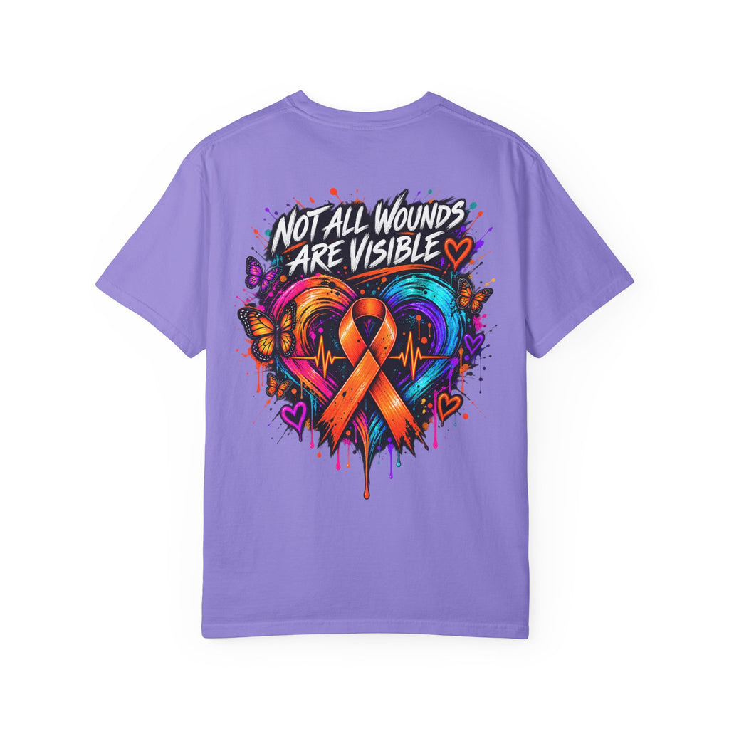 MS- Awareness Heart Ribbon T-Shirt — “Not All Wounds Are Visible” Neuropathy Support Tee
