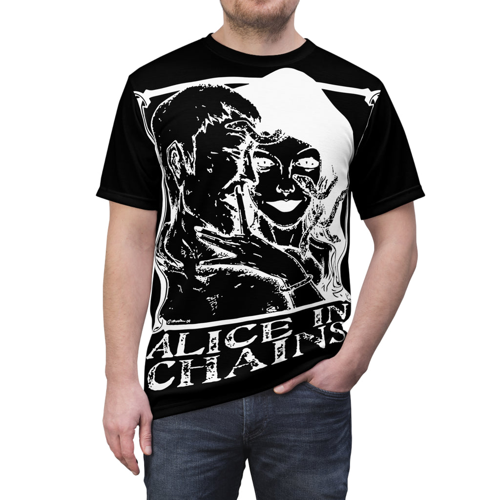 Metal- Alice in Chains Grunge Band T-Shirt – Black All-Over Print Tee
