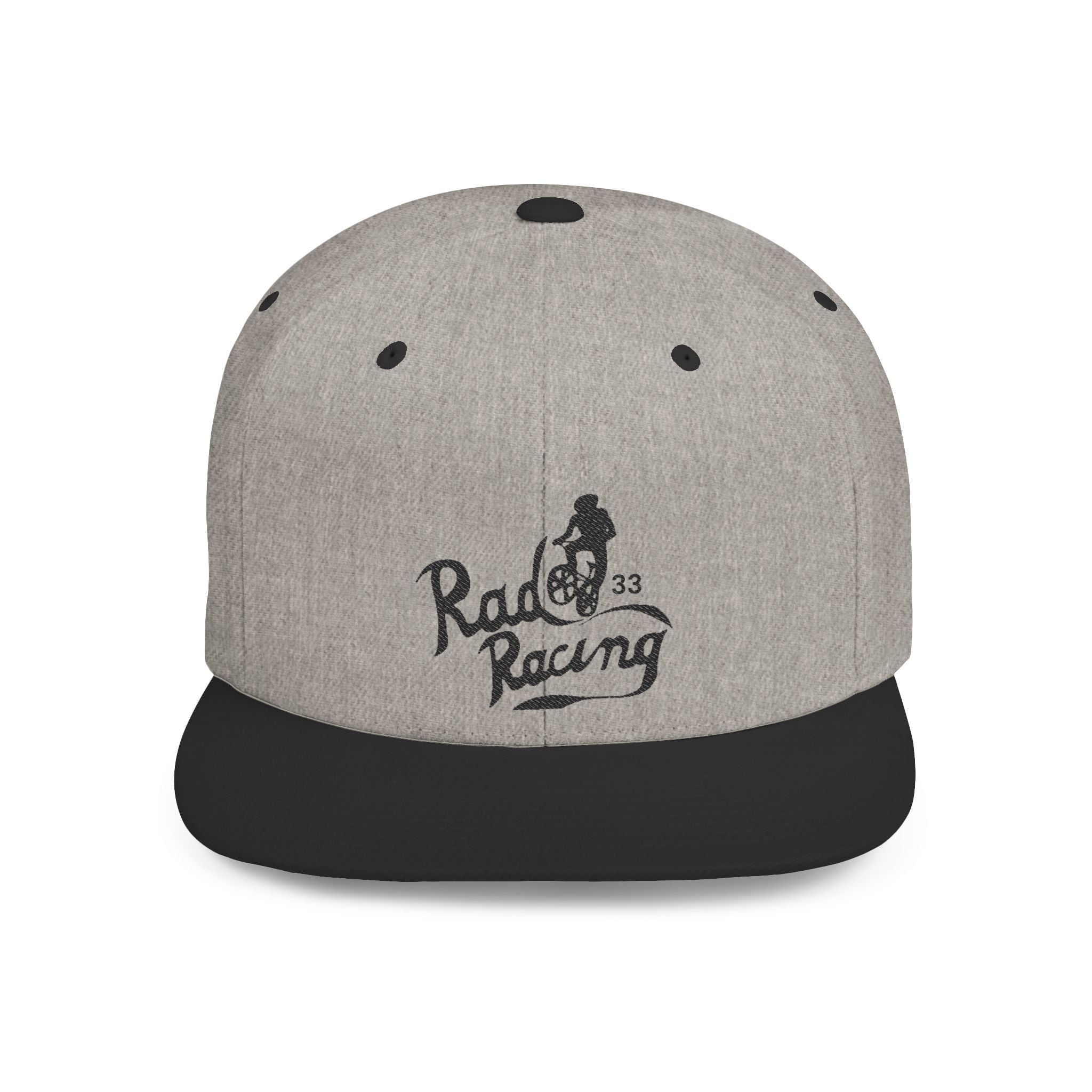 Rad-Flat Bill Snapback Hat — Retro 'Racer Racing' Embroidered Logo Cap