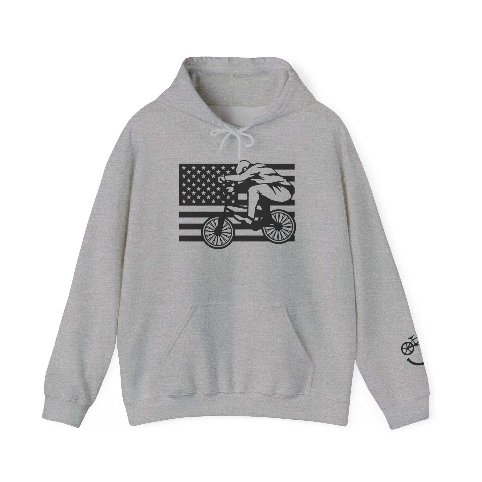 Rad-Biker American Flag Hoodie — 'Is My Bike Okay?' Graphic Hooded Sweatshirt