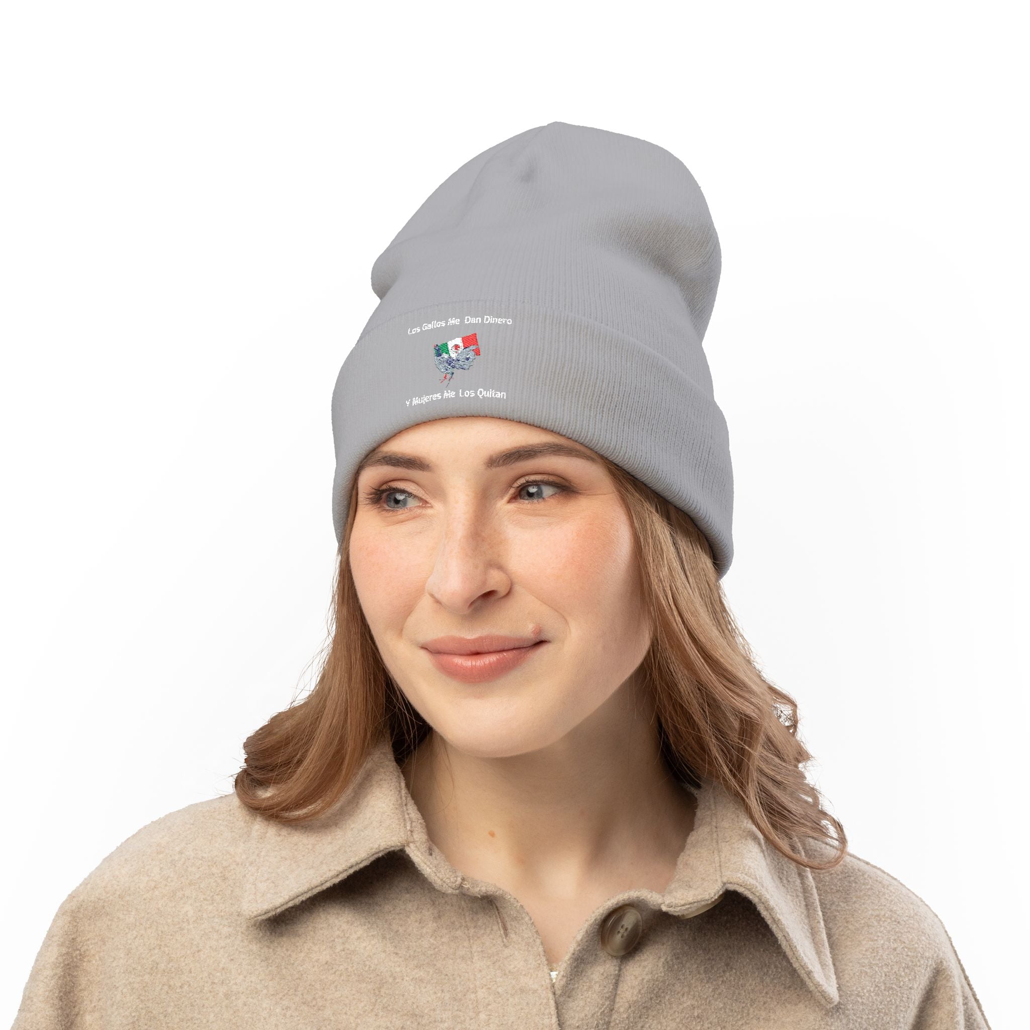 Henny- Embroidered Mexico Travel Patch Knit Beanie
