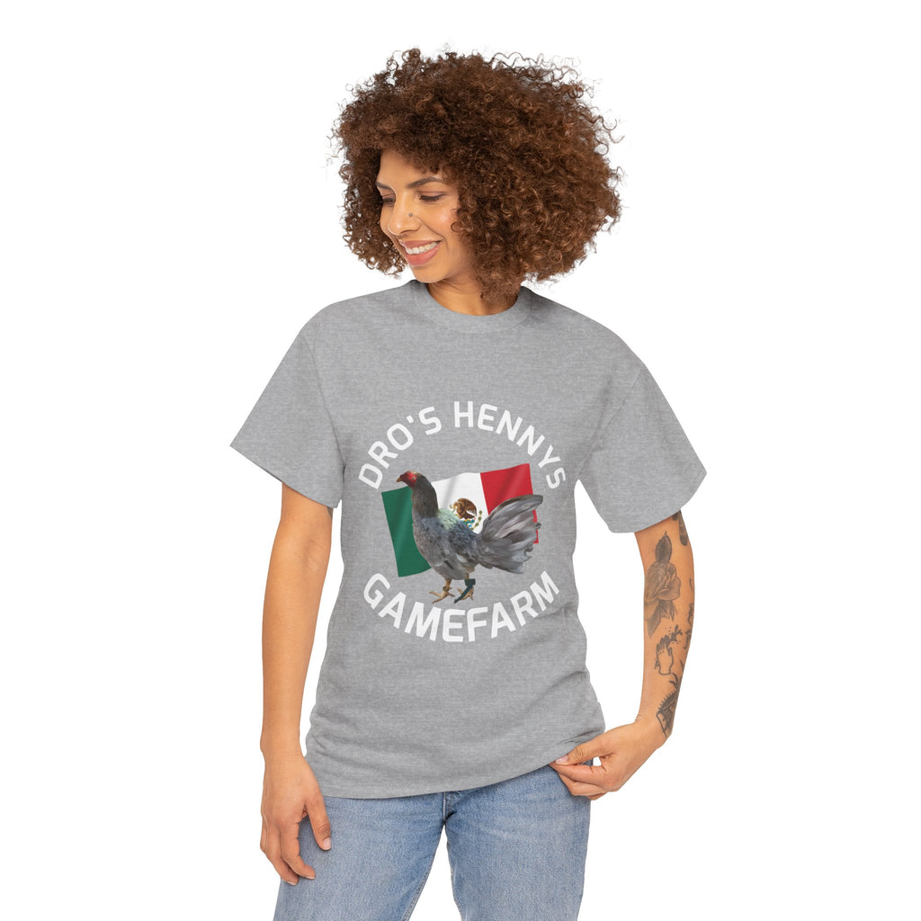 Henny-Gamefowl Tee — "Dro's Henny's Gamefarm" Mexican Flag Rooster Shirt