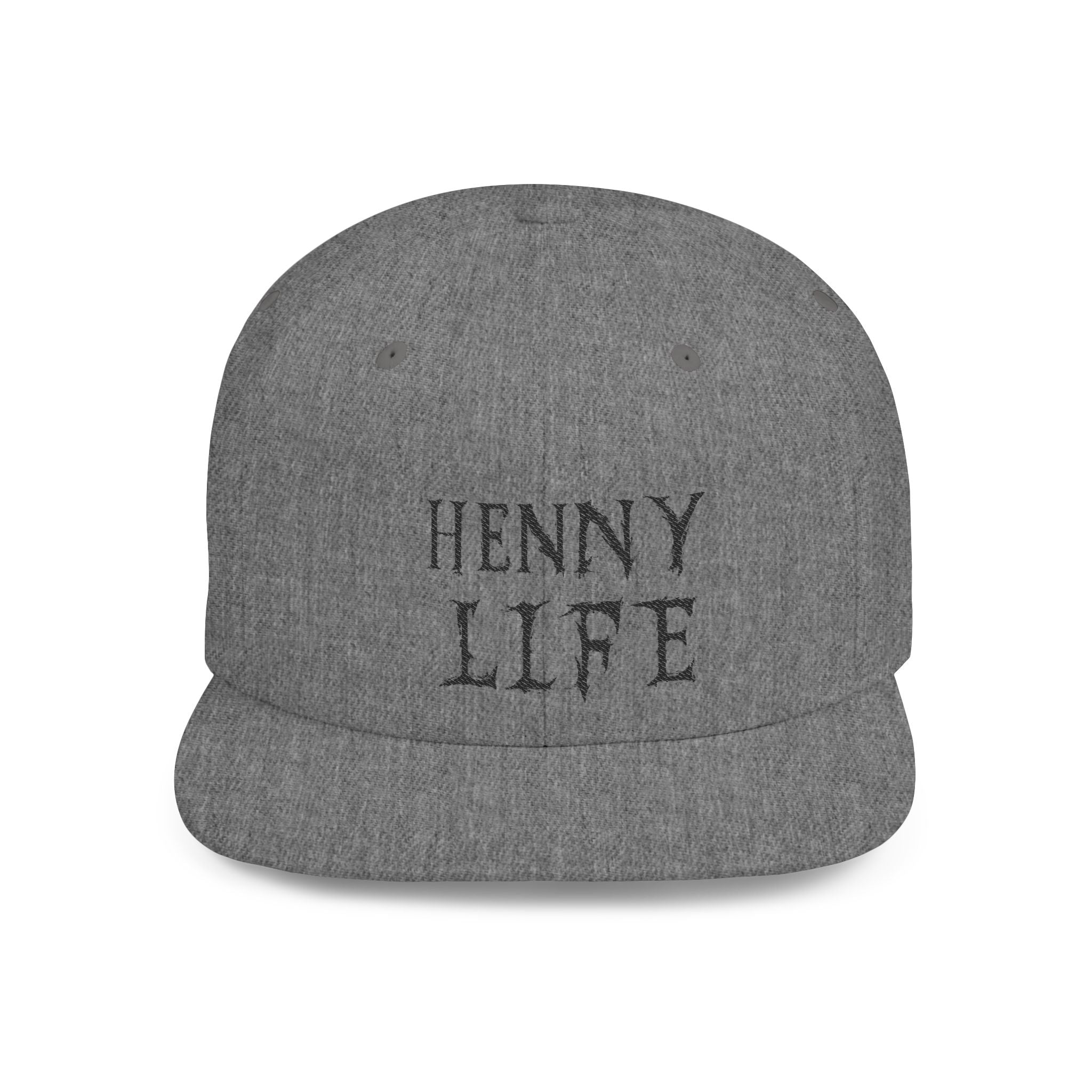 Henny-Snapback Hat — "Henny Life" Embroidered Flat Bill Cap