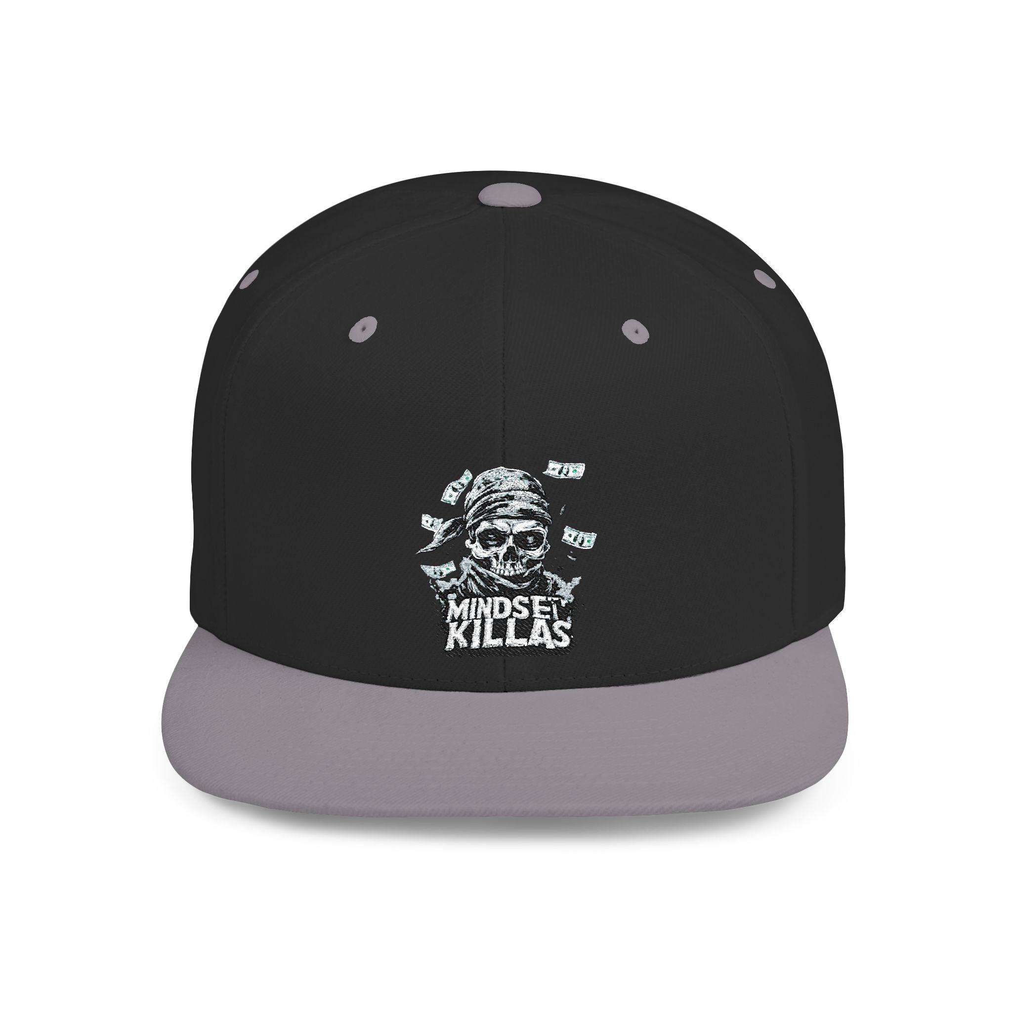 Mindset-Snapback Hat — "Kille" Skull Graphic Flat Bill Cap