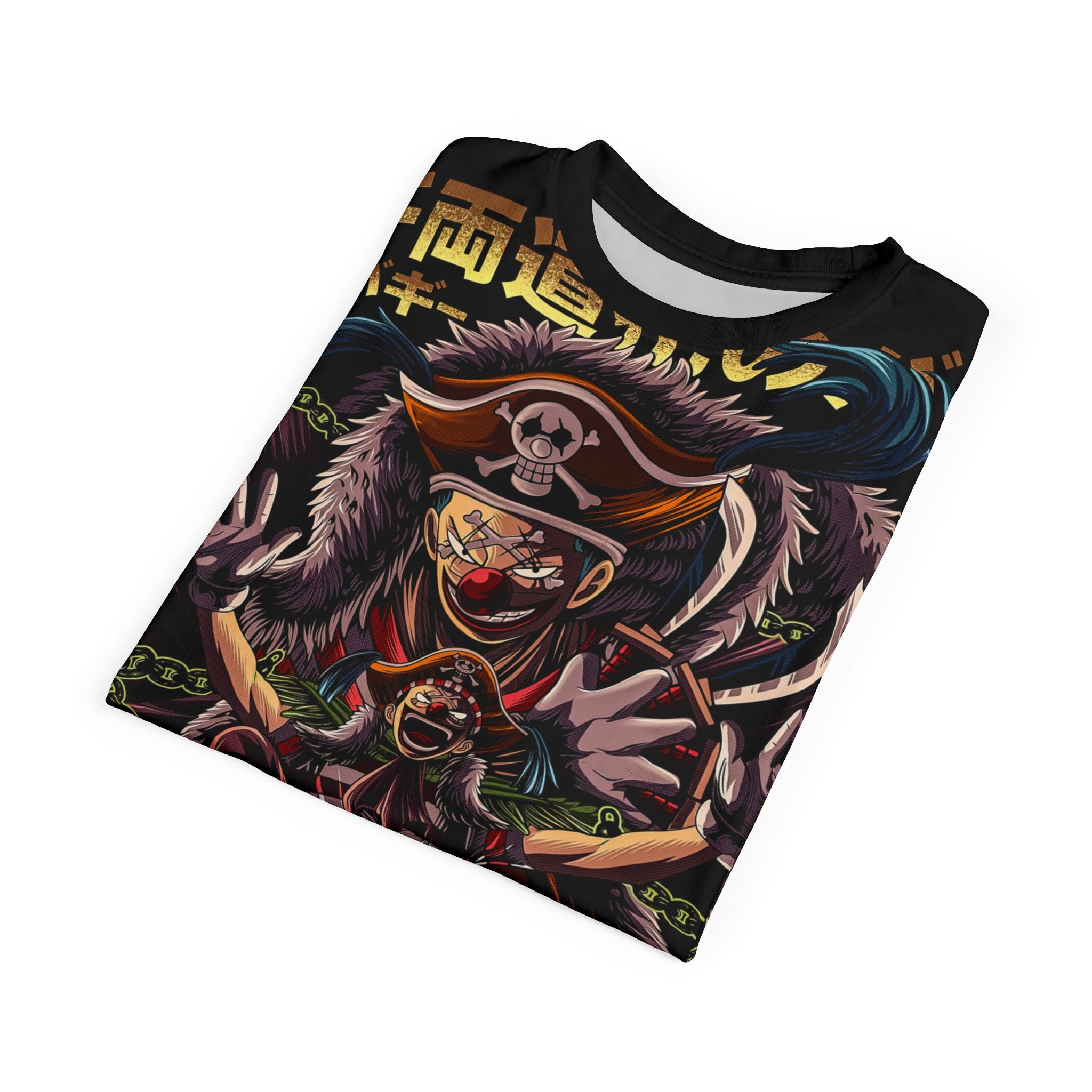Anime-Pirate Crew Graphic Tee — Colorful Anime All-Over Print