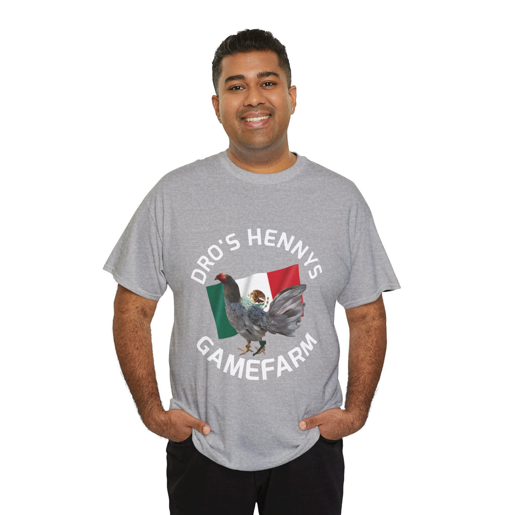Henny-Gamefowl Tee — "Dro's Henny's Gamefarm" Mexican Flag Rooster Shirt