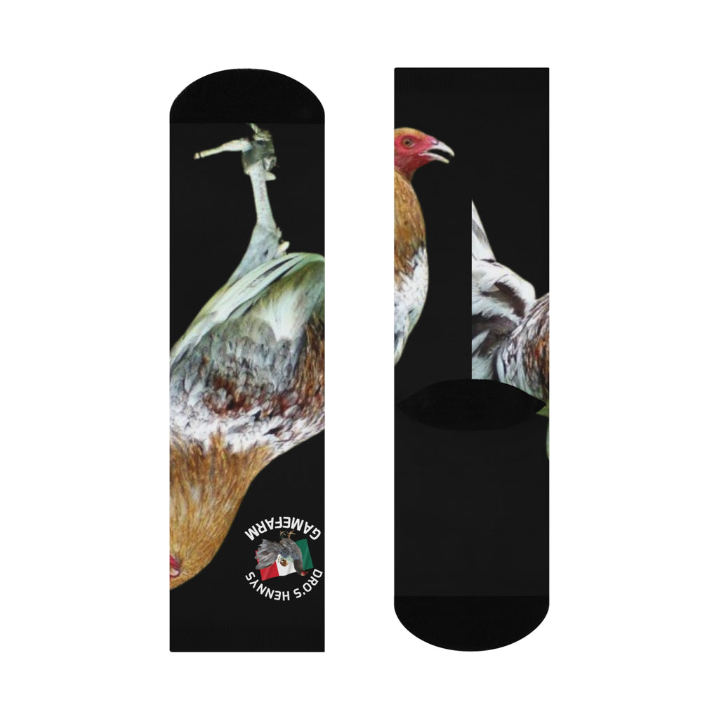 Henny-Rooster Print Cushioned Crew Socks — Gamefarm Hen Design