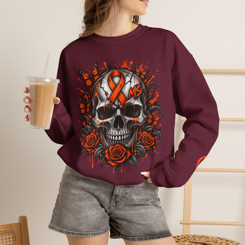 MS- Awareness Skull Crewneck Sweatshirt — "My Lesions Don’t Define Me"
