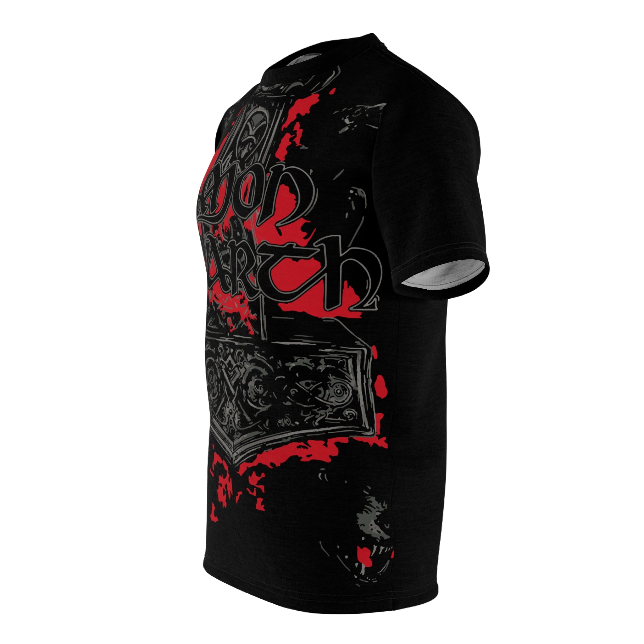 Metal- Viking Mjolnir Gothic Tee — 'Amon Amarth' Red & Black Metal T-Shirt