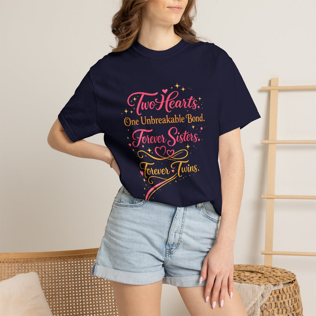 Tiff-Twins Forever T-Shirt — “Two Hearts, One Unbreakable Bond” Sister Twin Tee