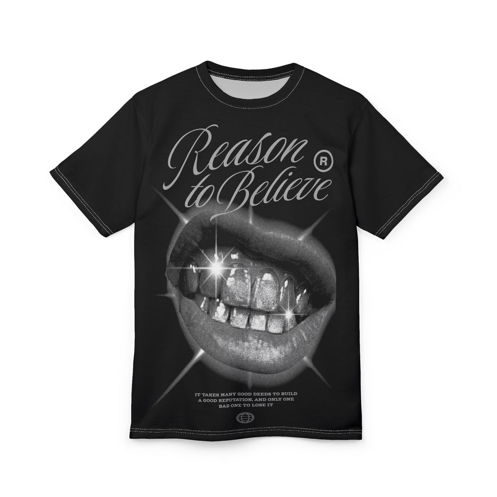 Reason to Believe Graphic Tee — Sparkling Grillz All-Over Print Shirt