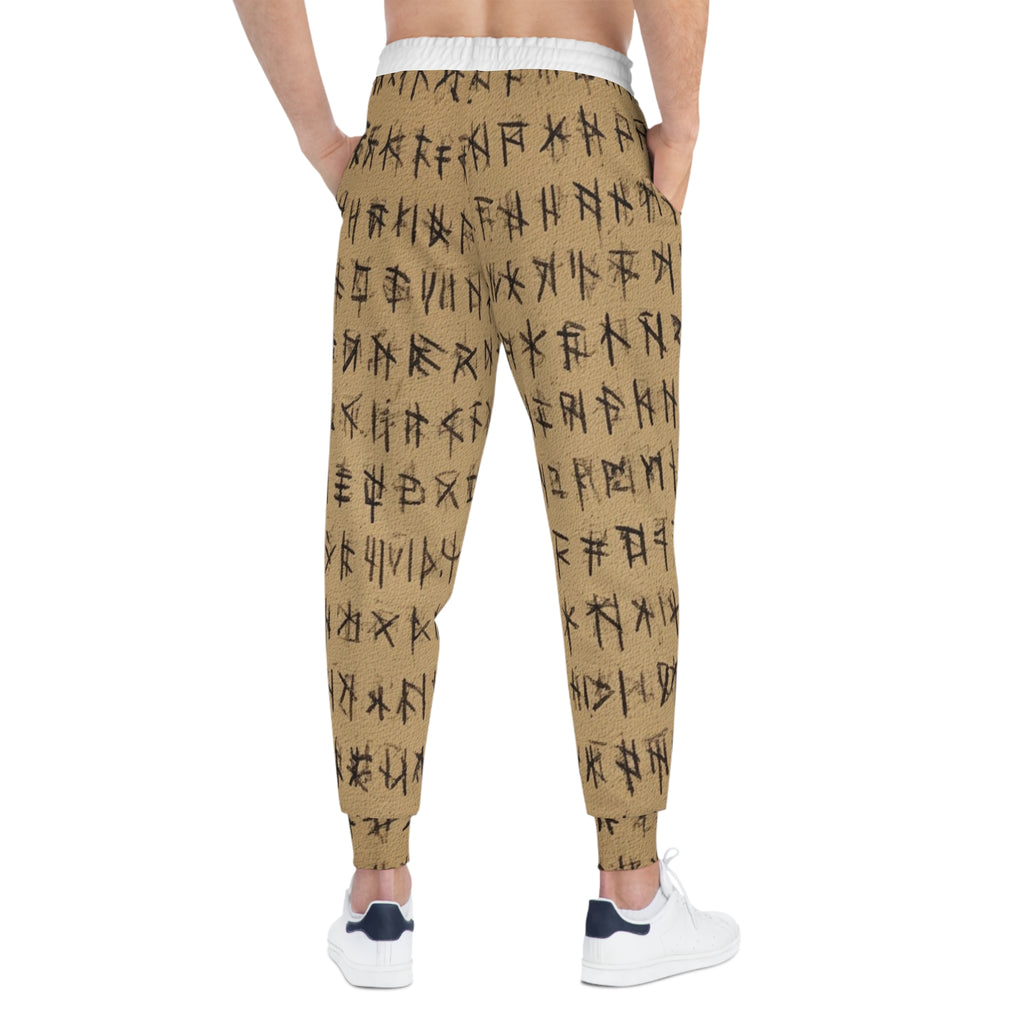 Joggers-Runic Pattern— Rustic Tribal Symbol Athletic Pants