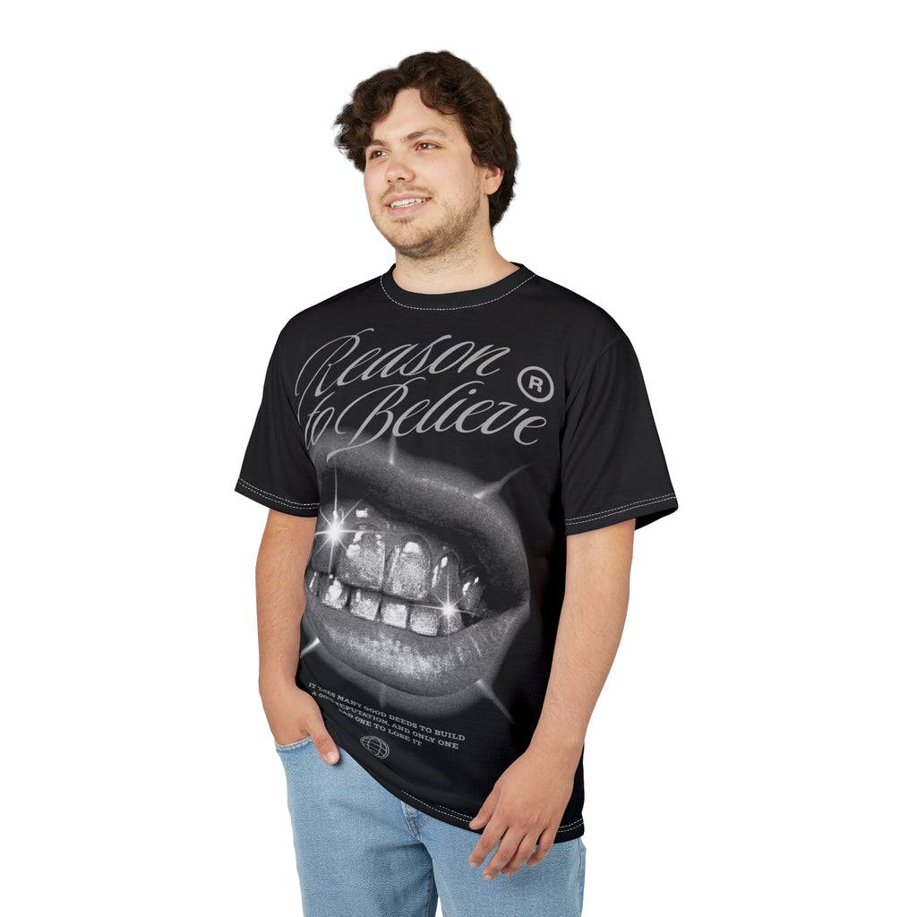 Reason to Believe Graphic Tee — Sparkling Grillz All-Over Print Shirt
