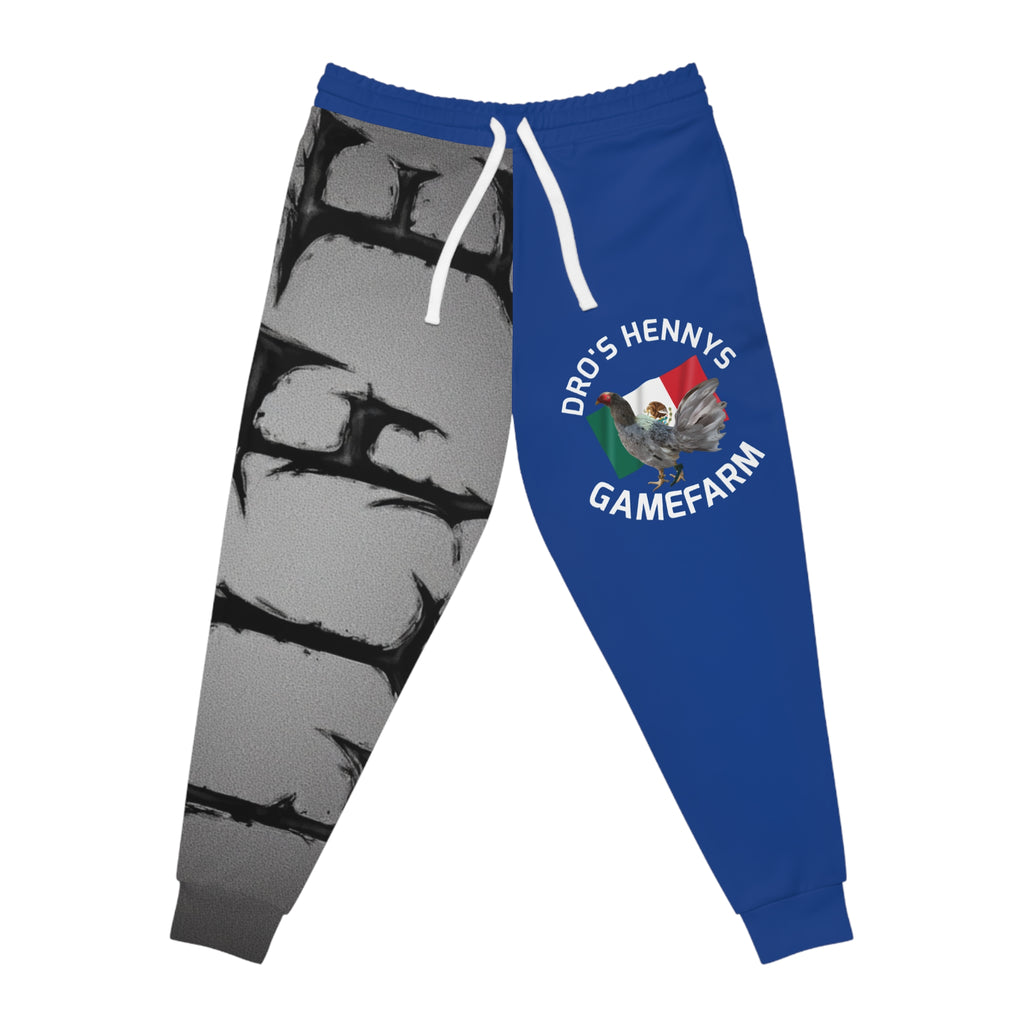 Henny- Gamefarm Athletic Joggers — Blue Gamefowl Graphic Joggers