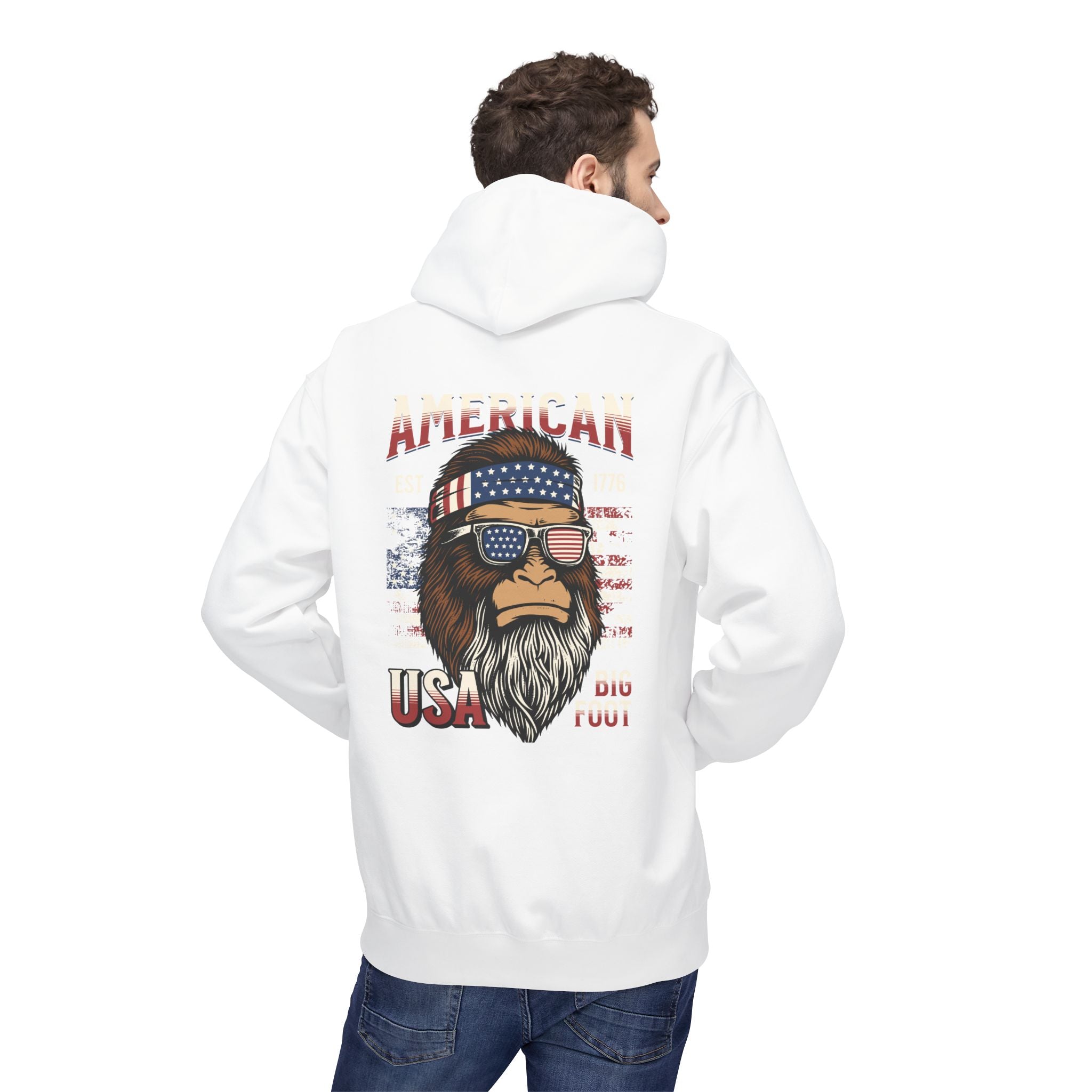 Ant-Hoodie - "God Bless America" Patriotic Ape Graphic USA Hoodie