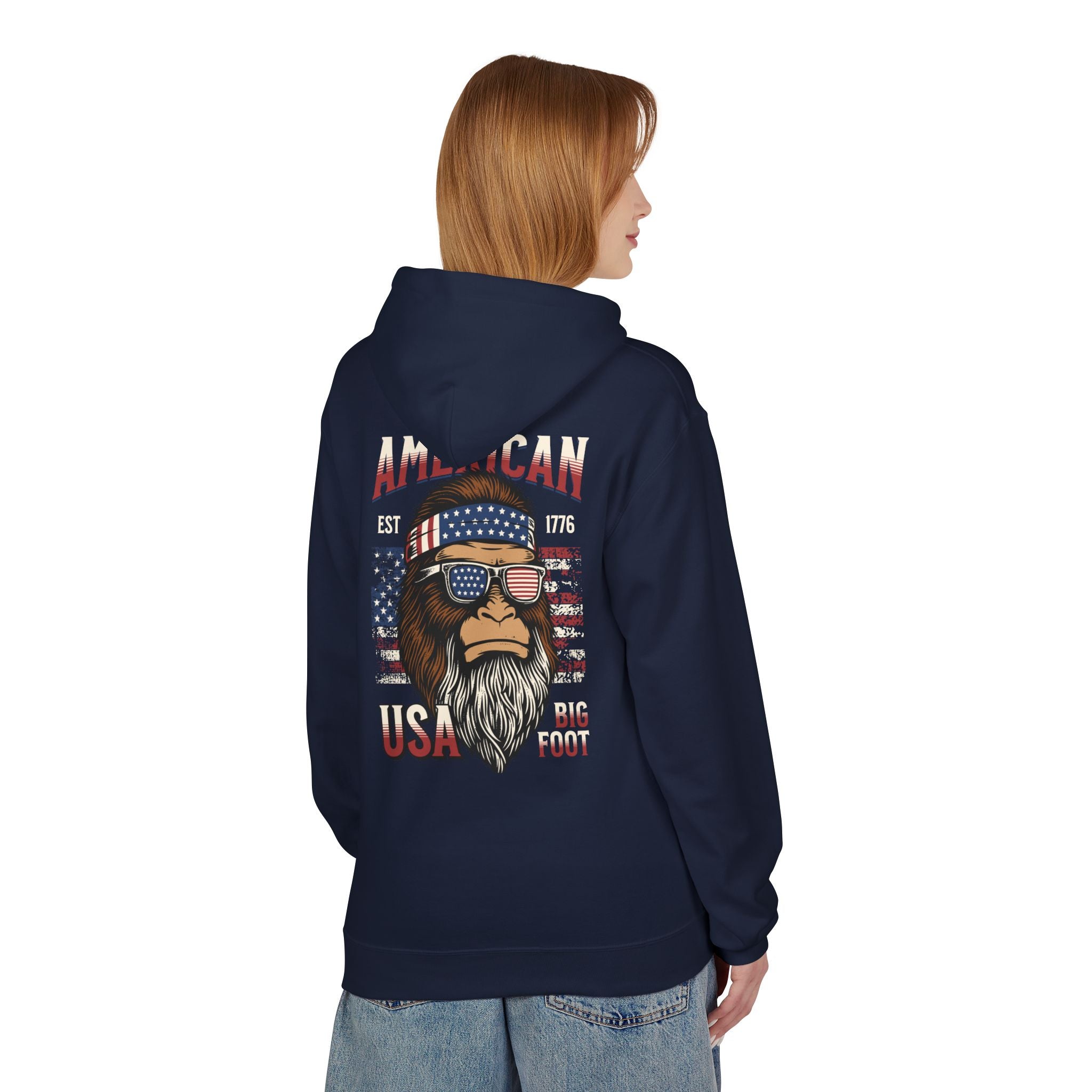 Ant-Hoodie - "God Bless America" Patriotic Ape Graphic USA Hoodie