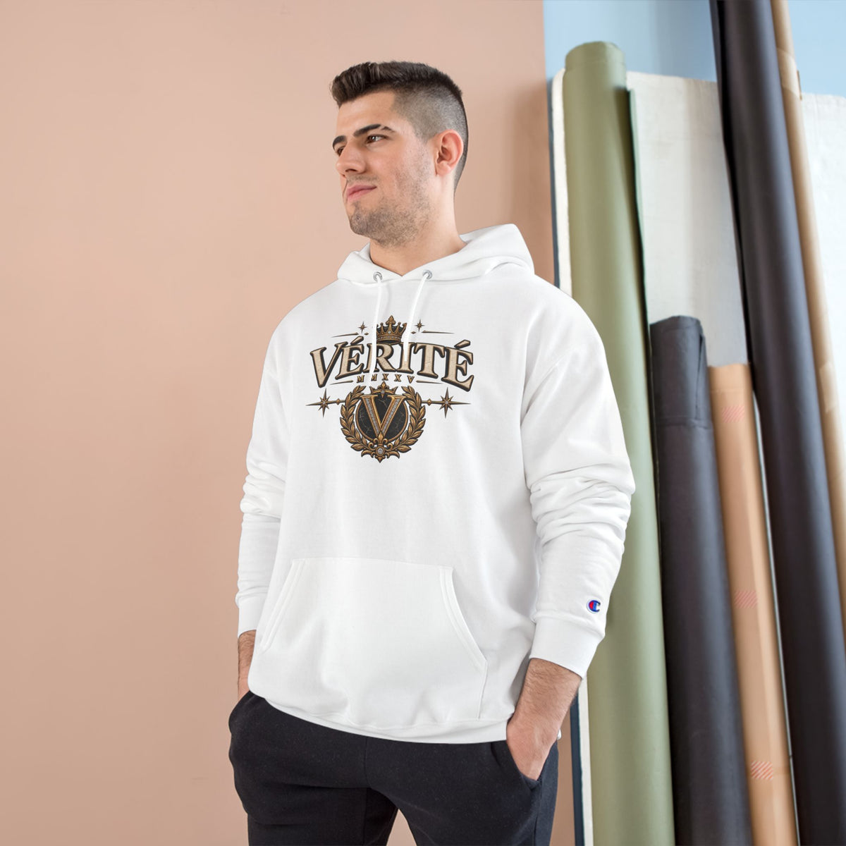 Verité -Champion Hoodie — "Built on Truth & Purpose" White Pullover