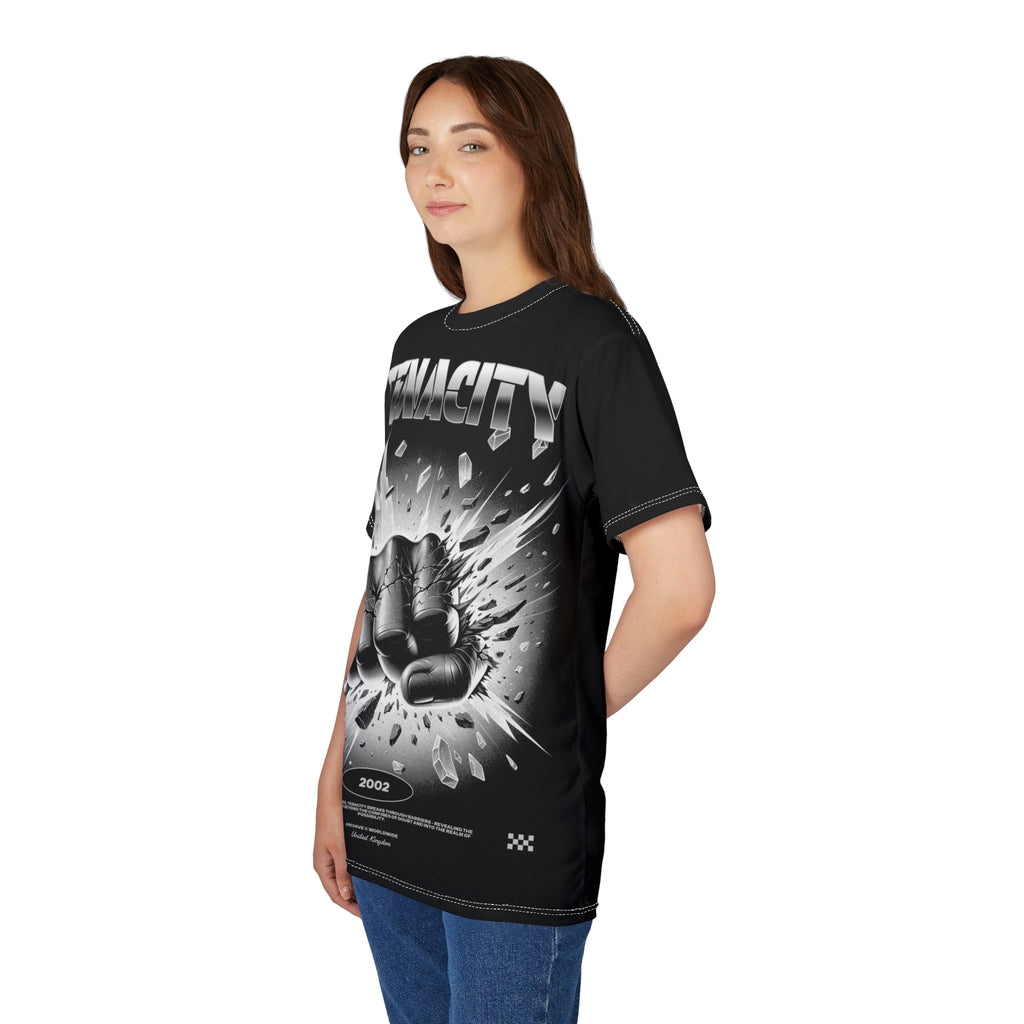 Mindset-Tenacity Fist Graphic Tee — Bold Black Motivational Shirt