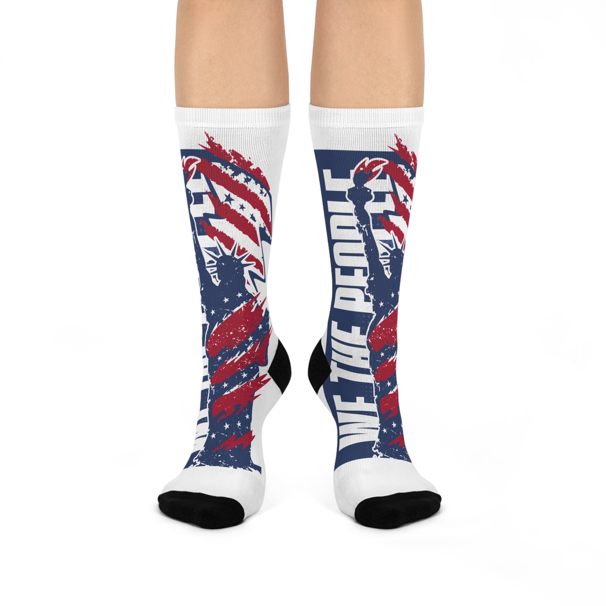 Ant-Cushioned Crew Socks — Patriotic 'Love the People' Eagle USA Flag Design