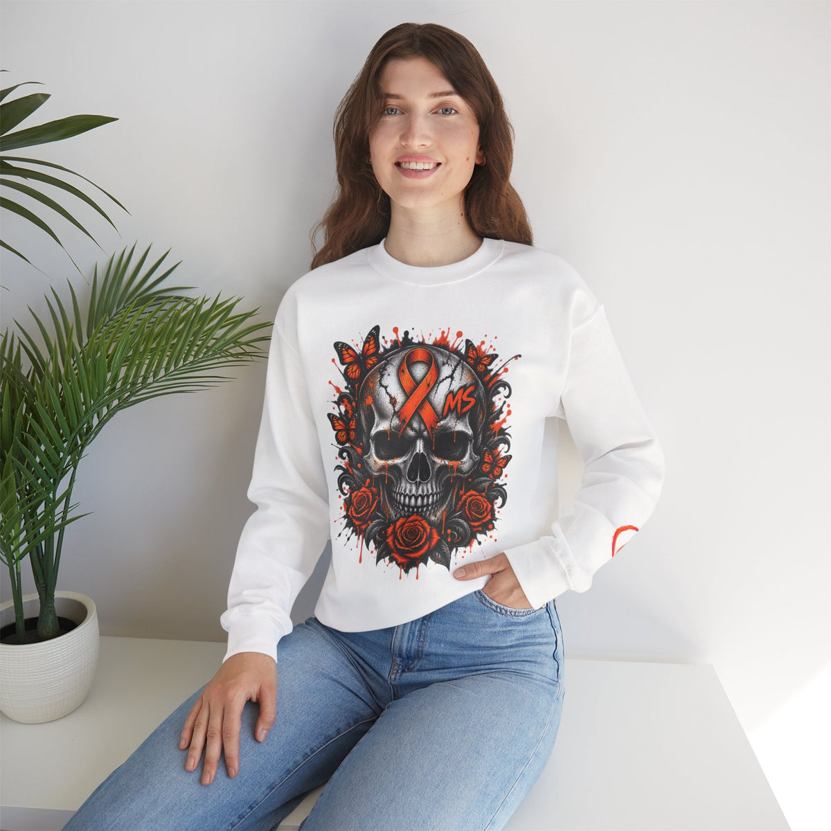 MS- Awareness Skull Crewneck Sweatshirt — "My Lesions Don’t Define Me"