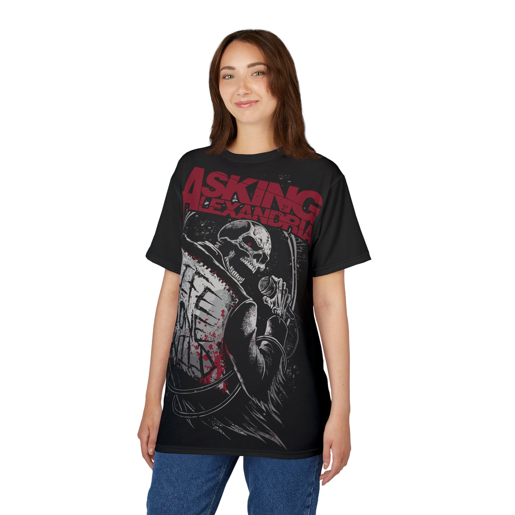 Metal- Asking Alexandria Skull Shield Tee — Metal Band Graphic T-Shirt