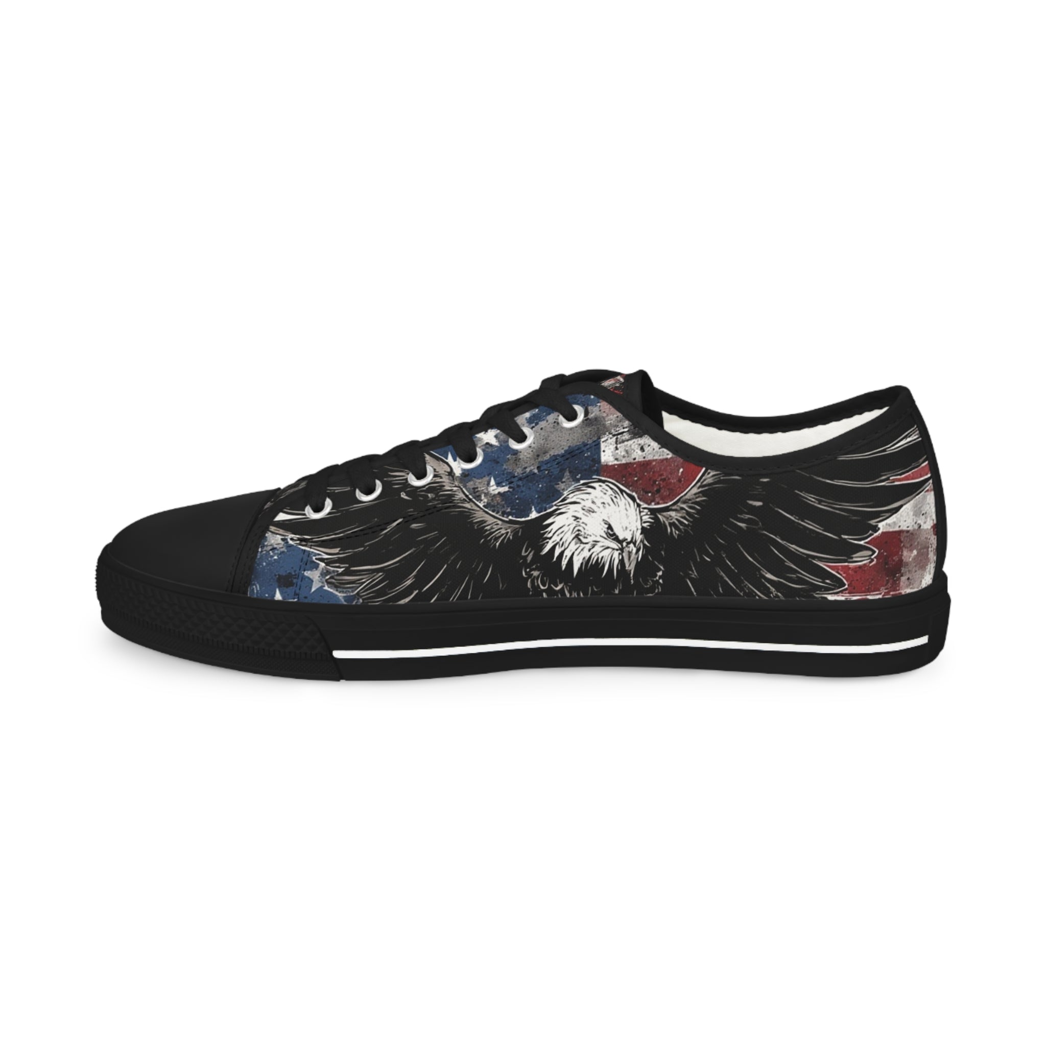 Mindset-Patriotic Eagle Low Top Sneakers — American Flag Graphic Men’s Shoes