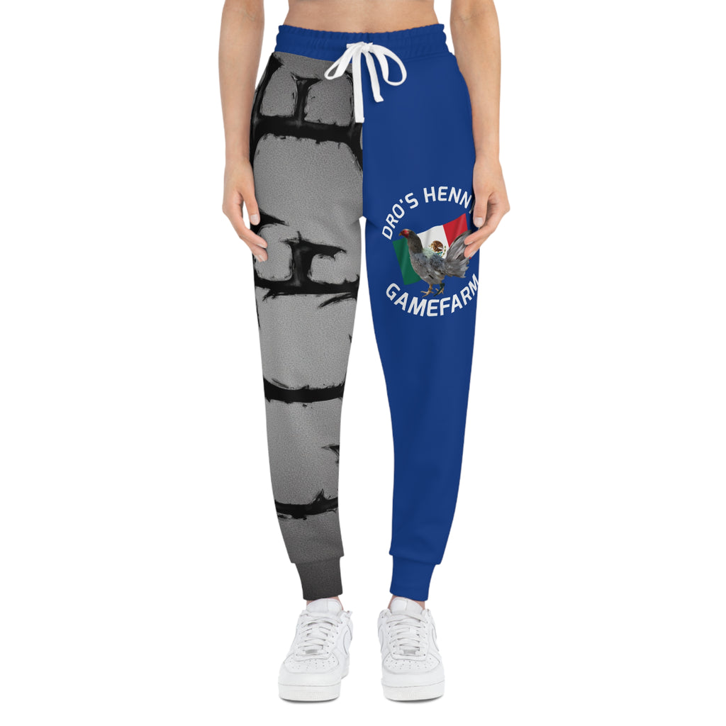 Henny- Gamefarm Athletic Joggers — Blue Gamefowl Graphic Joggers