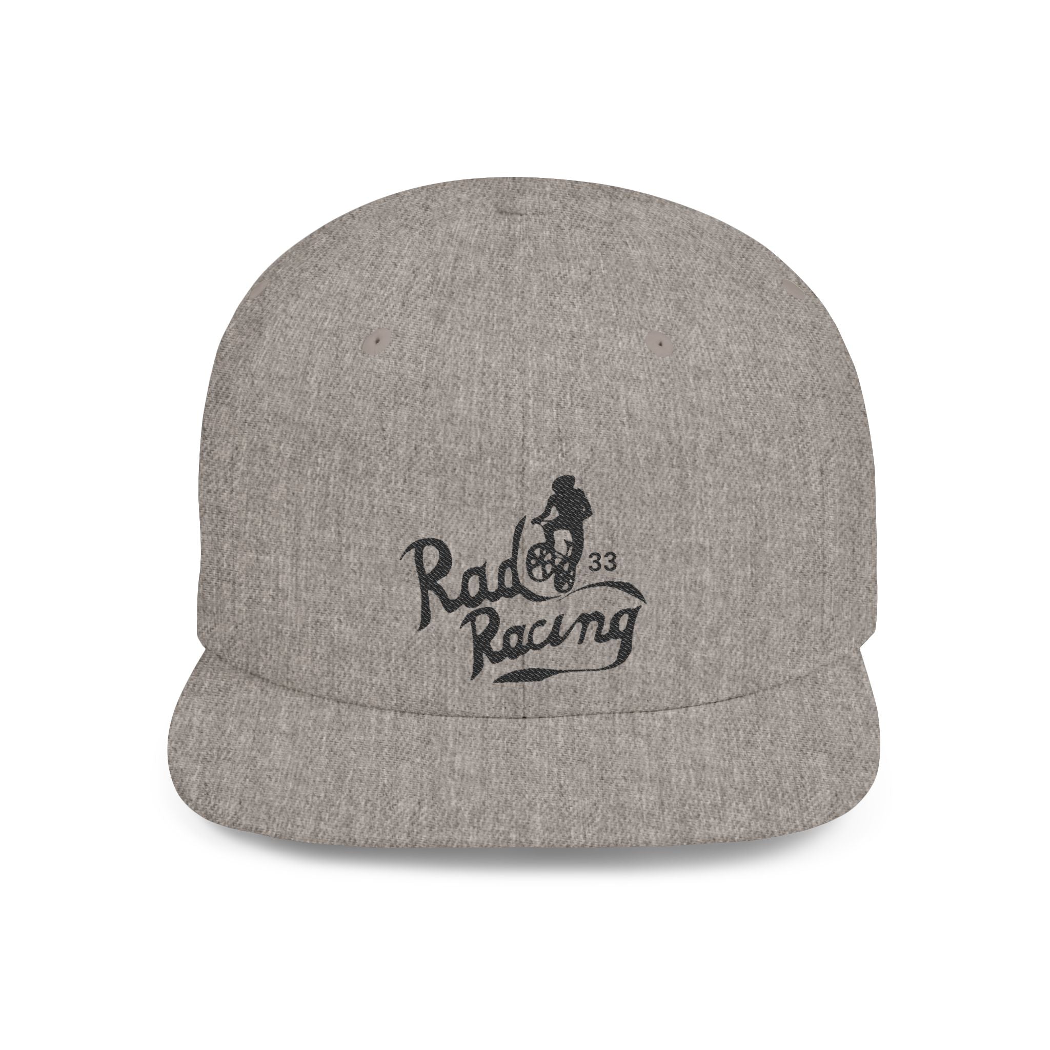 Rad-Flat Bill Snapback Hat — Retro 'Racer Racing' Embroidered Logo Cap