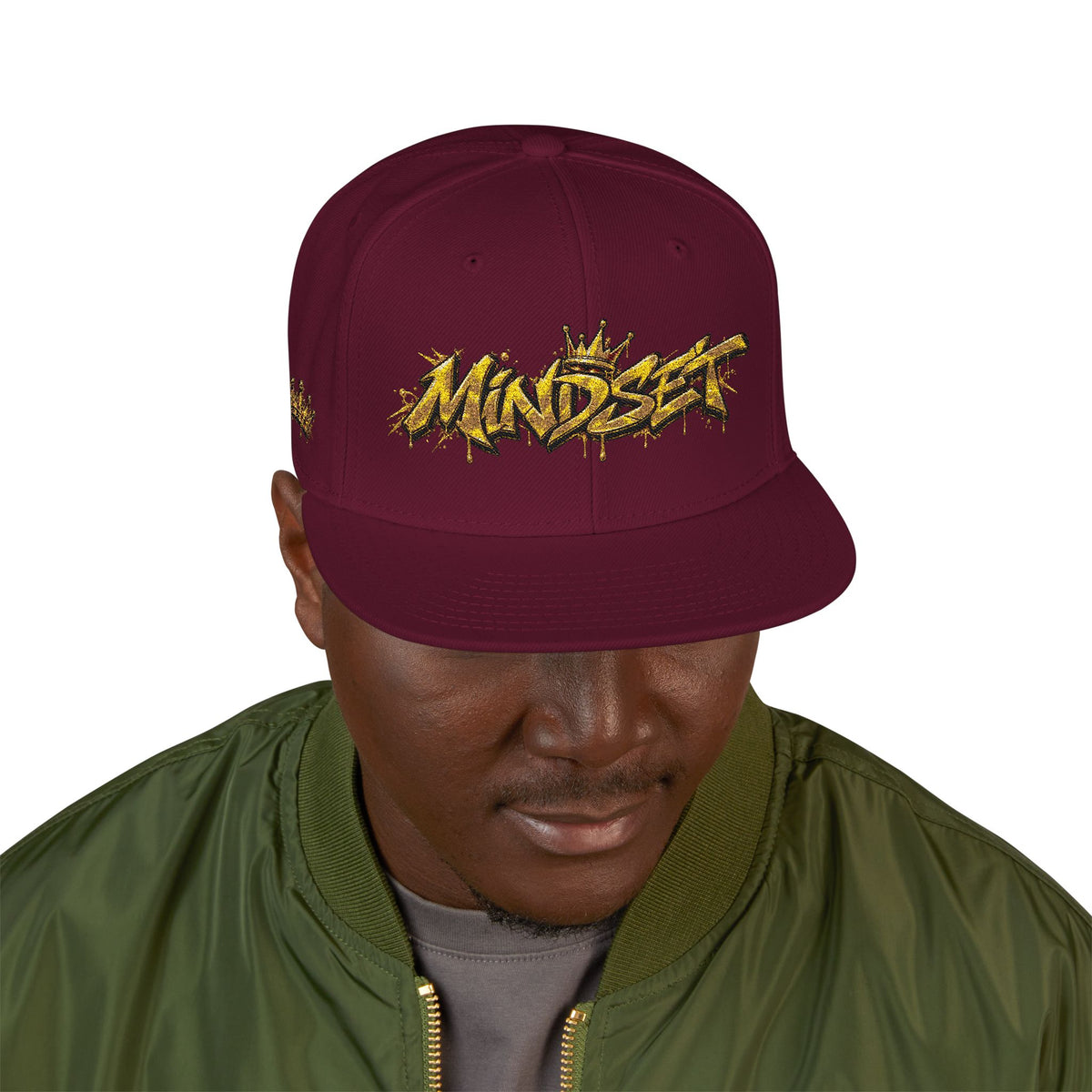 Hat-Embroidered Gold Graffiti Snapback Hat