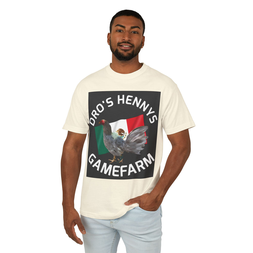 Henny-Gamefarm Hen T‑Shirt — "Dro's Henny's Gamefarm" Mexican Flag Poultry Tee