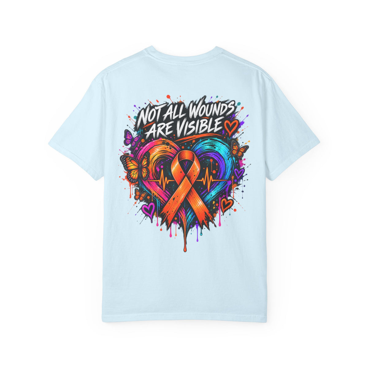 MS- Awareness Heart Ribbon T-Shirt — “Not All Wounds Are Visible” Neuropathy Support Tee