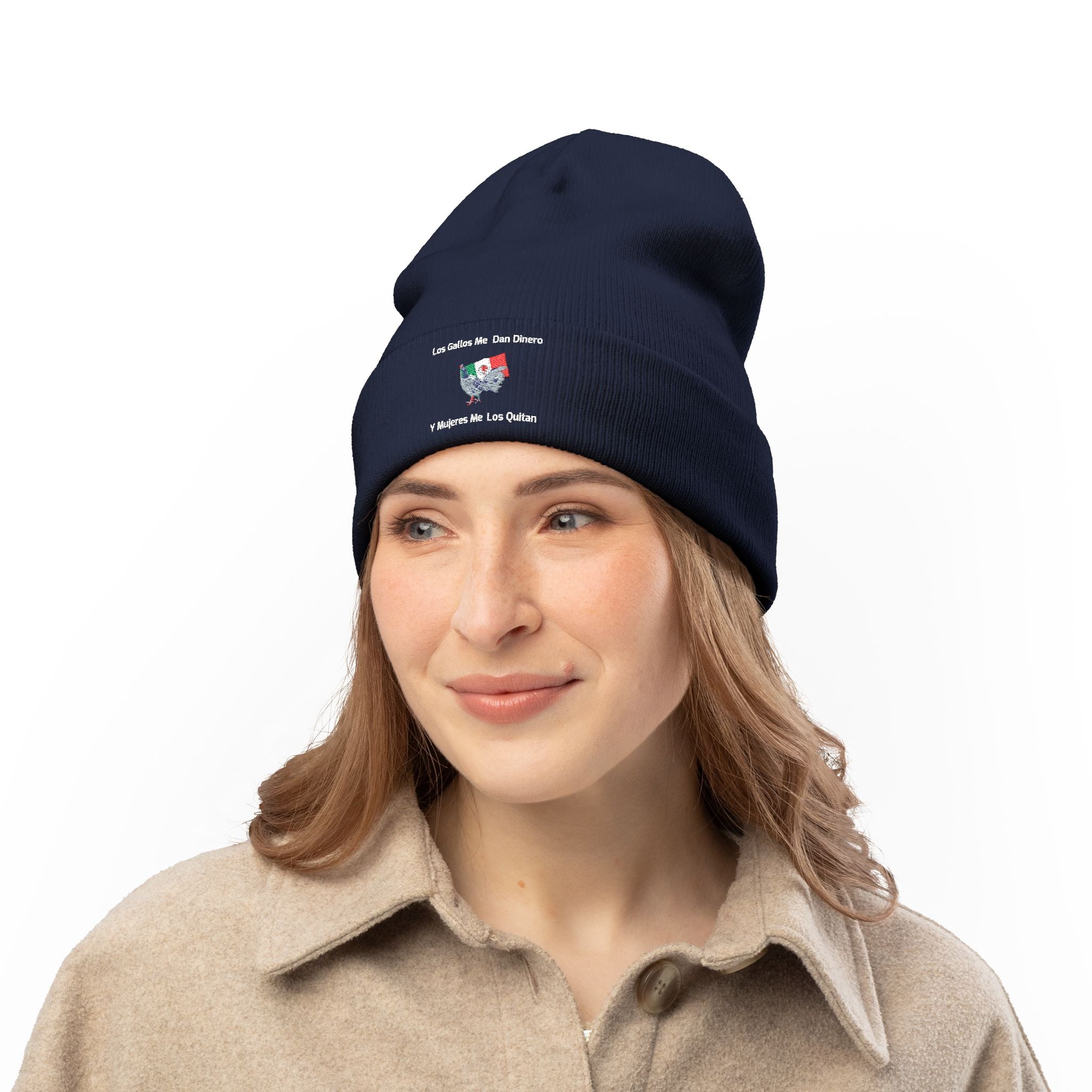 Henny- Embroidered Mexico Travel Patch Knit Beanie