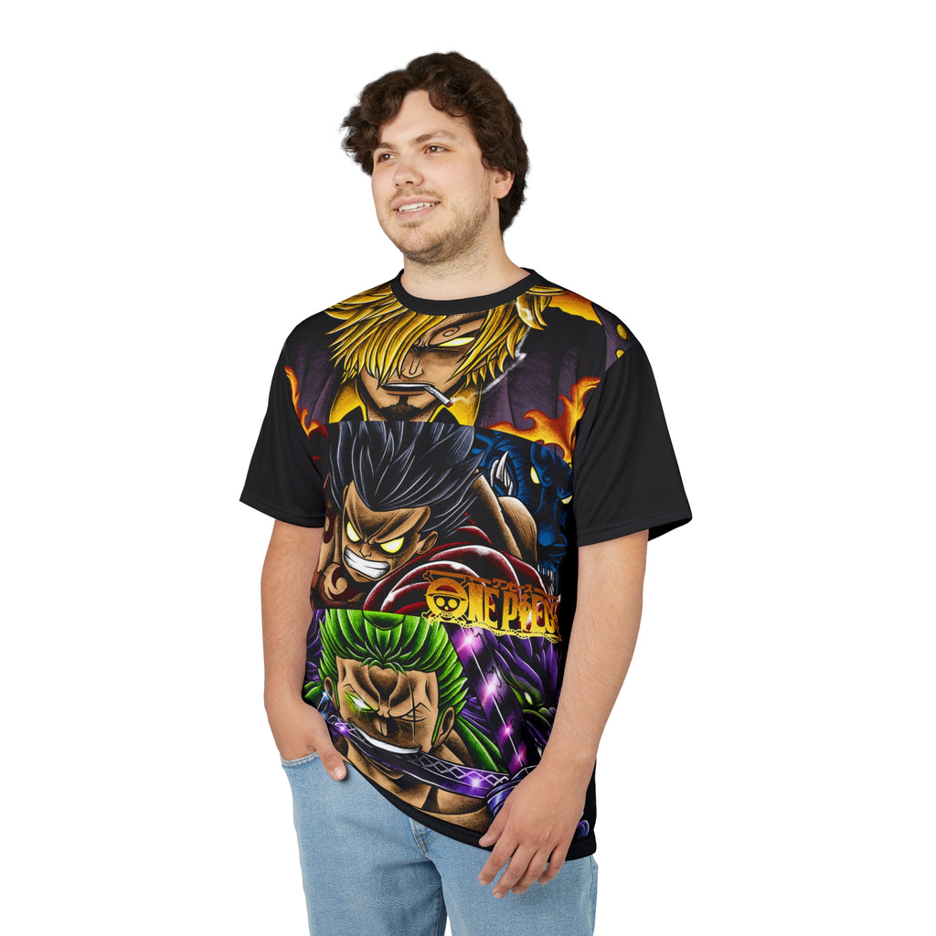 Anime -Straw Hat Trio Graphic Tee — Bold Pirate Crew All-Over Print