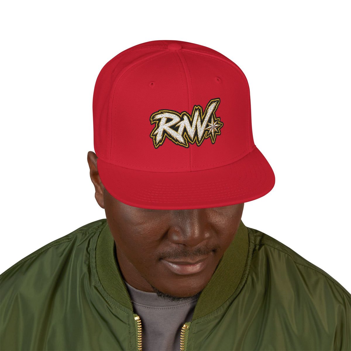 Hat-Embroidered Gold Graffiti Snapback Hat
