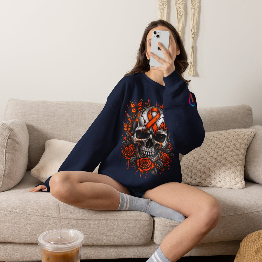 MS- Awareness Skull Crewneck Sweatshirt — "My Lesions Don’t Define Me"