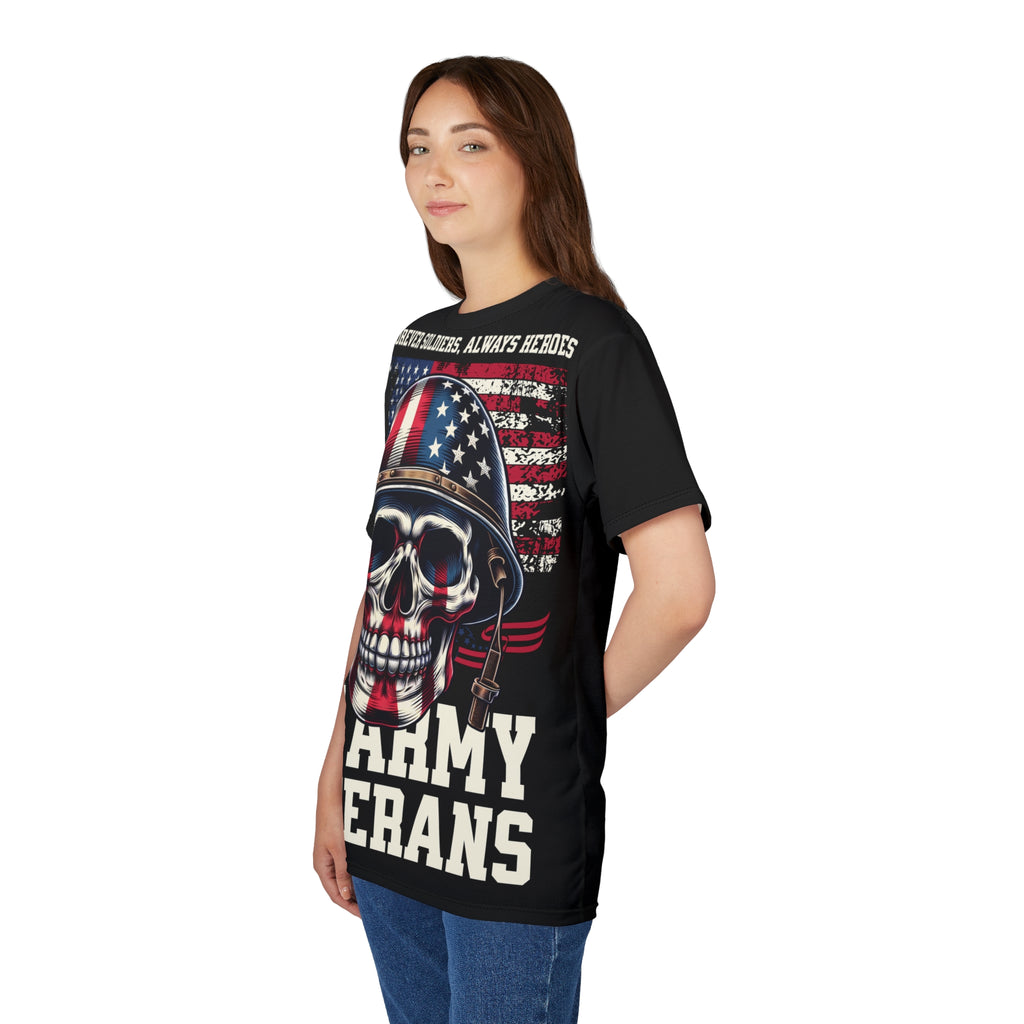 America-U.S. Army Veterans Skull Tee — "Forever Soldiers, Always Heroes" Patriotic T-Shirt