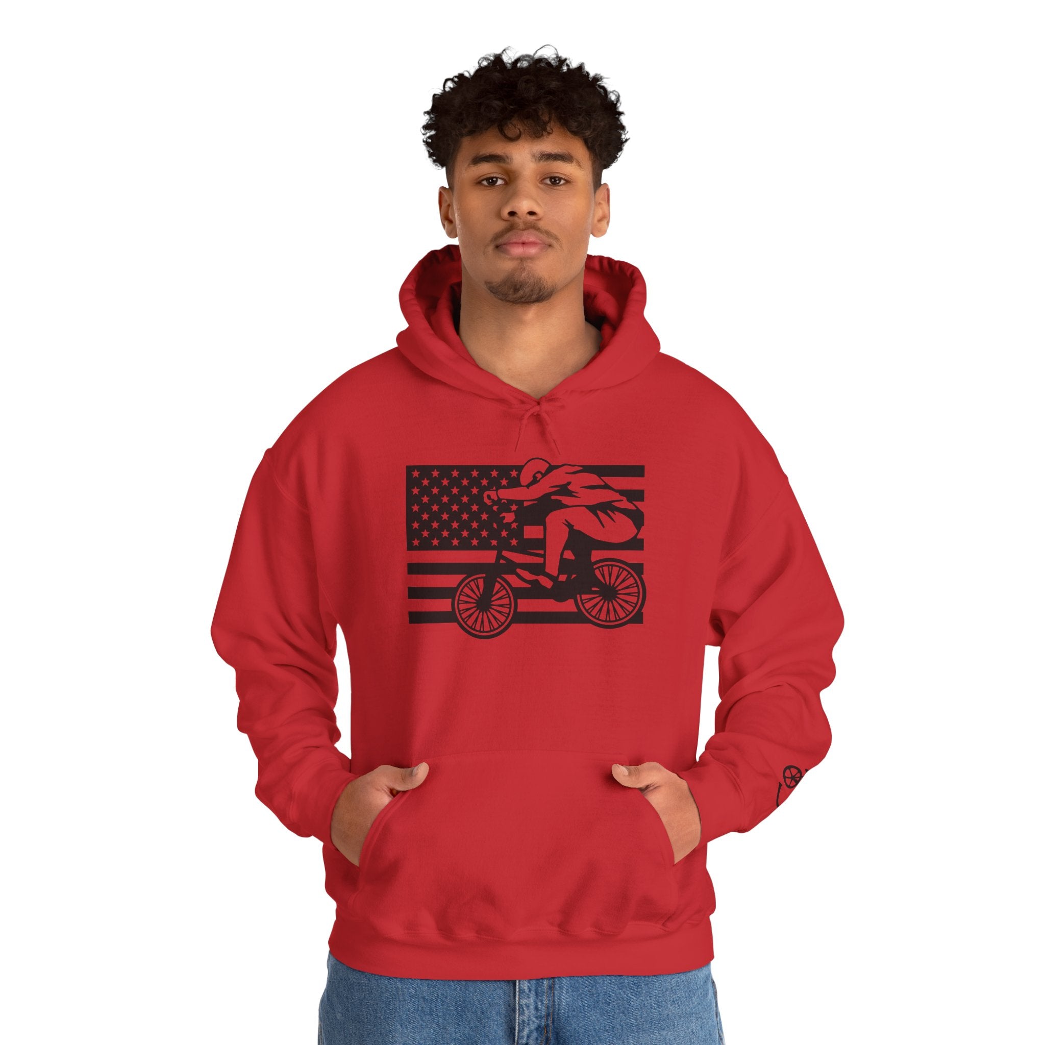 Rad-Biker American Flag Hoodie — 'Is My Bike Okay?' Graphic Hooded Sweatshirt
