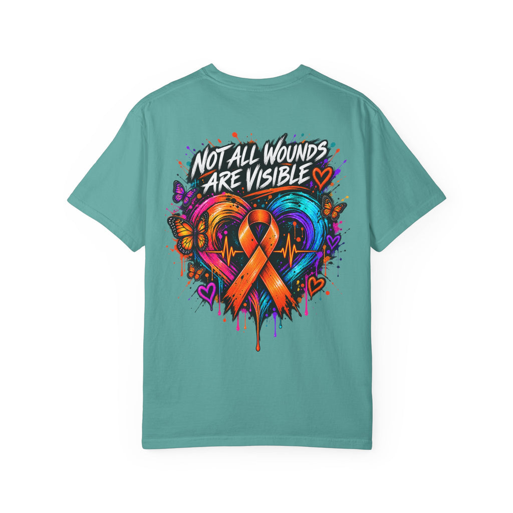 MS- Awareness Heart Ribbon T-Shirt — “Not All Wounds Are Visible” Neuropathy Support Tee