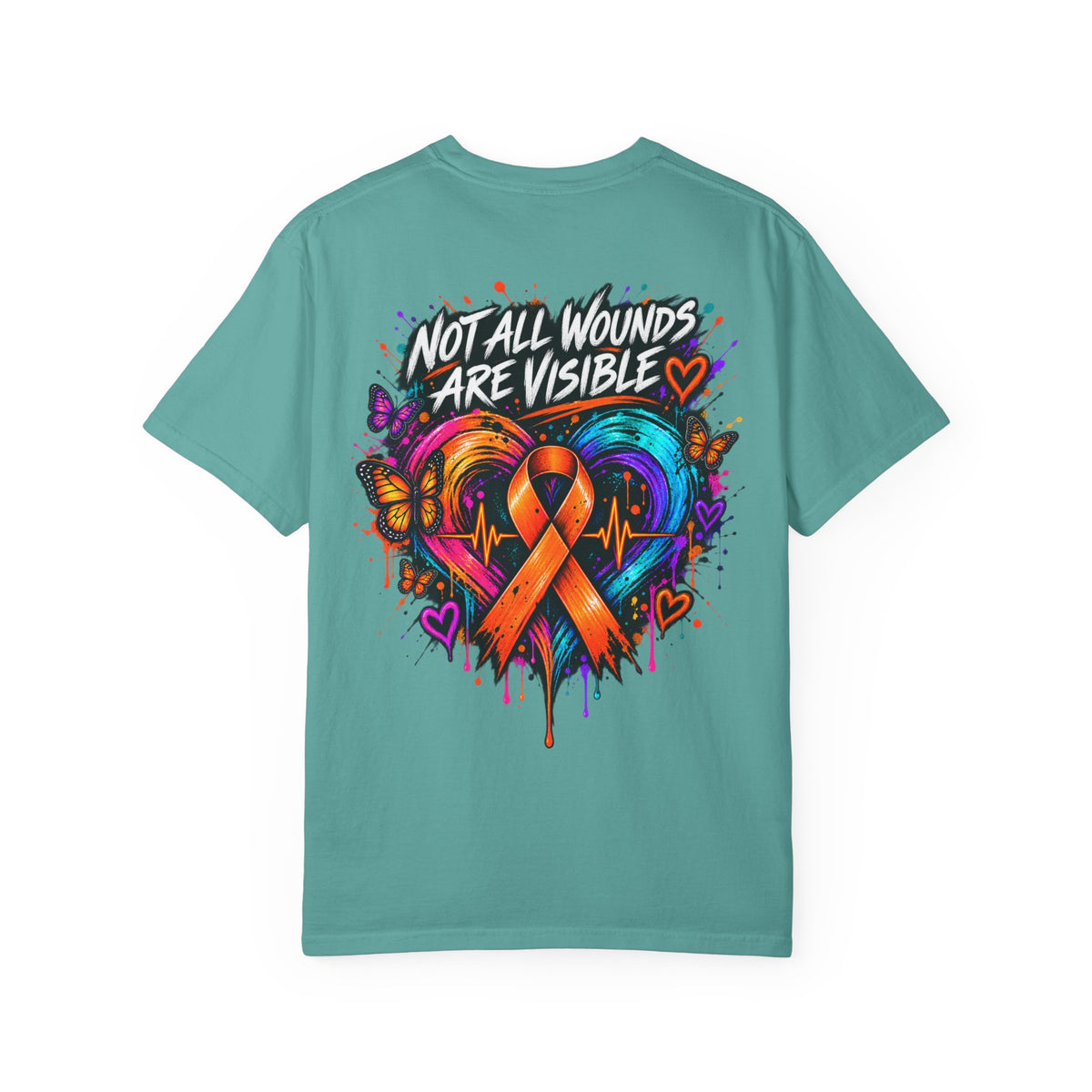 MS- Awareness Heart Ribbon T-Shirt — “Not All Wounds Are Visible” Neuropathy Support Tee