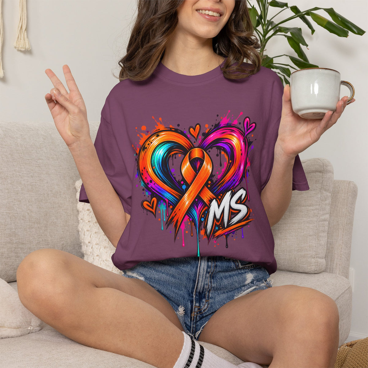 MS- Awareness Heart Ribbon T-Shirt — “Not All Wounds Are Visible” Neuropathy Support Tee